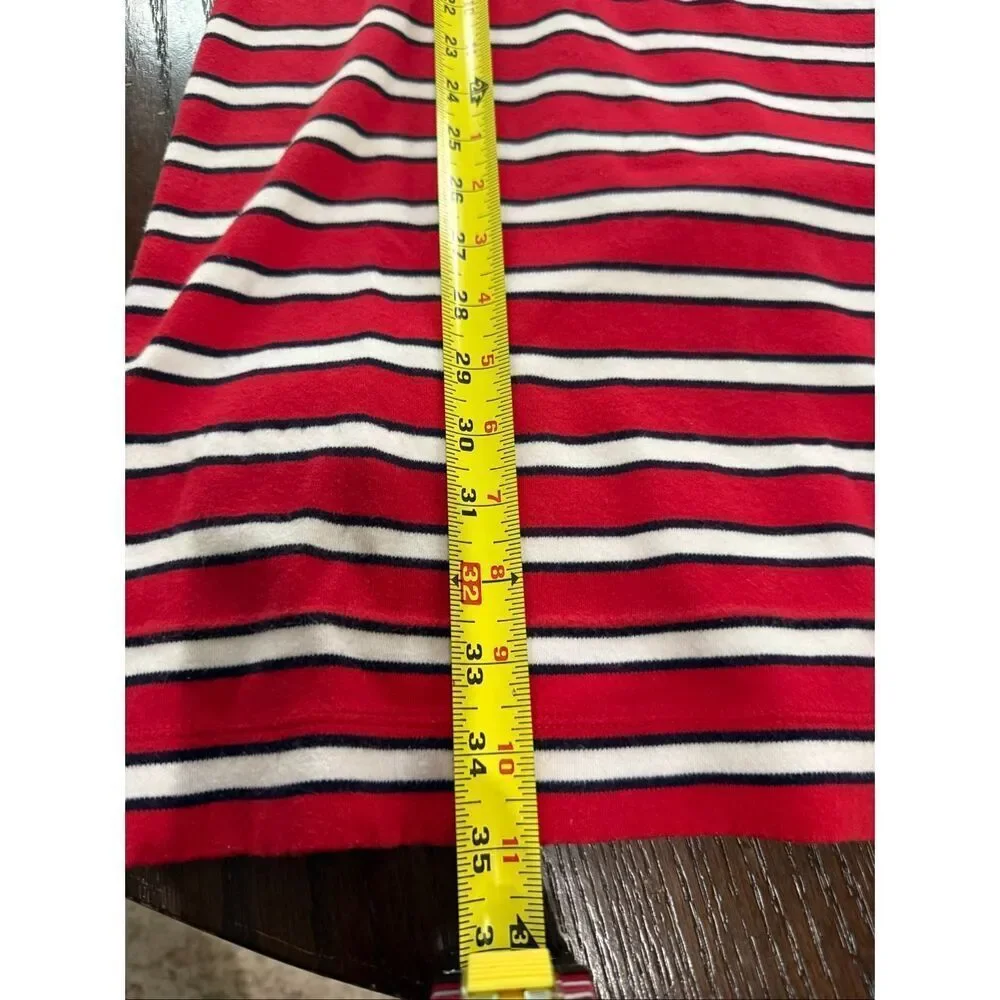Talbots Women's Striped Sleeveless Split Neck Sheath Dress Red White Size MP - Picture 8 of 8